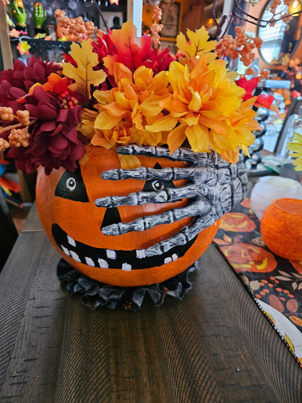 Large glass Jack-o-lantern pumpkin halloween