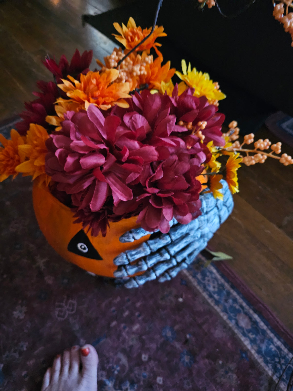 Large glass Jack-o-lantern pumpkin halloween