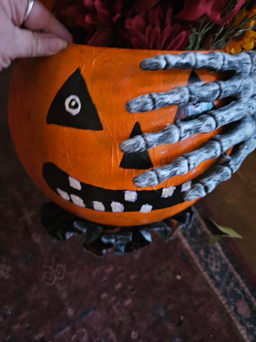 Large glass Jack-o-lantern pumpkin halloween